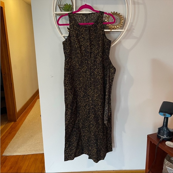 Banana Republic Women's 2 Leopard Animal Sleeveless Pants Romper Tie Belt - Picture 1 of 10